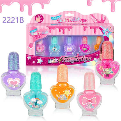 Children's Nail Polish Set 5 Color Safe Non-toxic Water-based Peelable  Girls Princess Dress Up Play House DIY Nail Art Toys