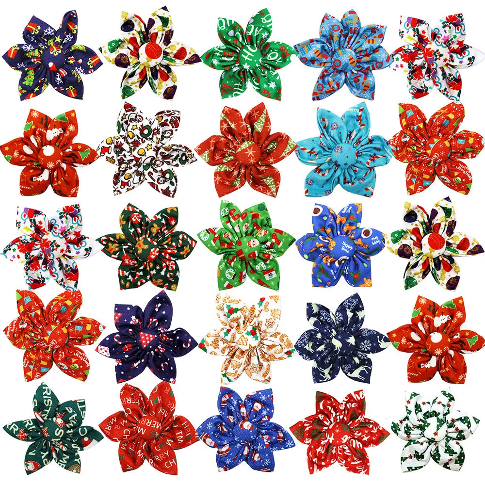 20/40PCS Winter Dog Bowties Removable Pet Dogs Bow Ties For Christmas Party Bulk Pet Grooming Accessories For Dogs and Cats