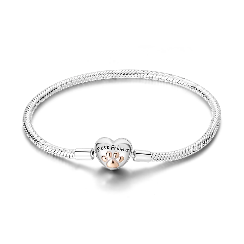 925 Sterling Silver Charm Bracelet - Leaf, Clover, Butterfly & Heart Design | 17-20cm Adjustable