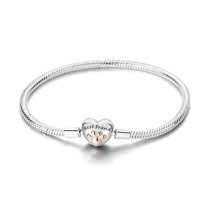 925 Sterling Silver Charm Bracelet - Leaf, Clover, Butterfly & Heart Design | 17-20cm Adjustable