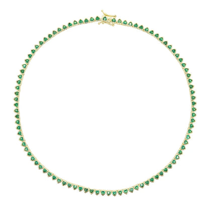 Green White CZ Bezel Heart Shaped Tennis Chain Choker Necklace For Women Geometric Classic Luxury Jewelry
