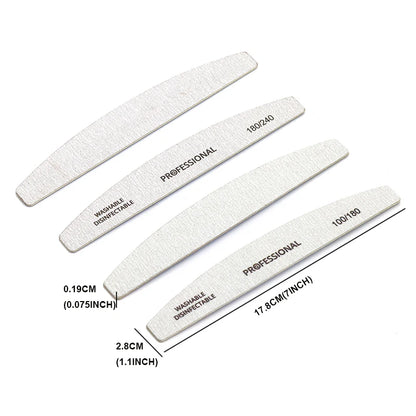 10pcs/Lot Wooden Nail Files Professional 100 180 240 Emery Board Manicure Buffer Grey Boat Double-sided Wooden Pedicure Buffers