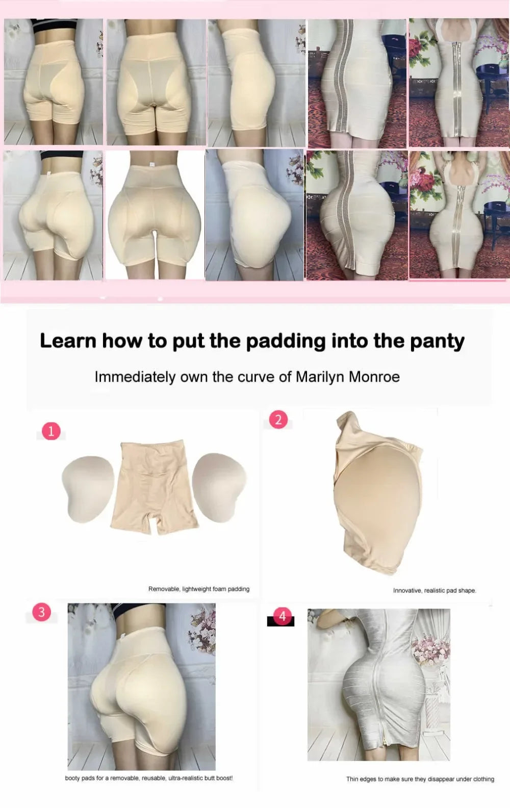 Sponge Padded Women Butt Hip Up Padded Enhancer Crossdresser Shorts High Waist Trainer Shaper Hip Pads Enhancer Booty Lifter