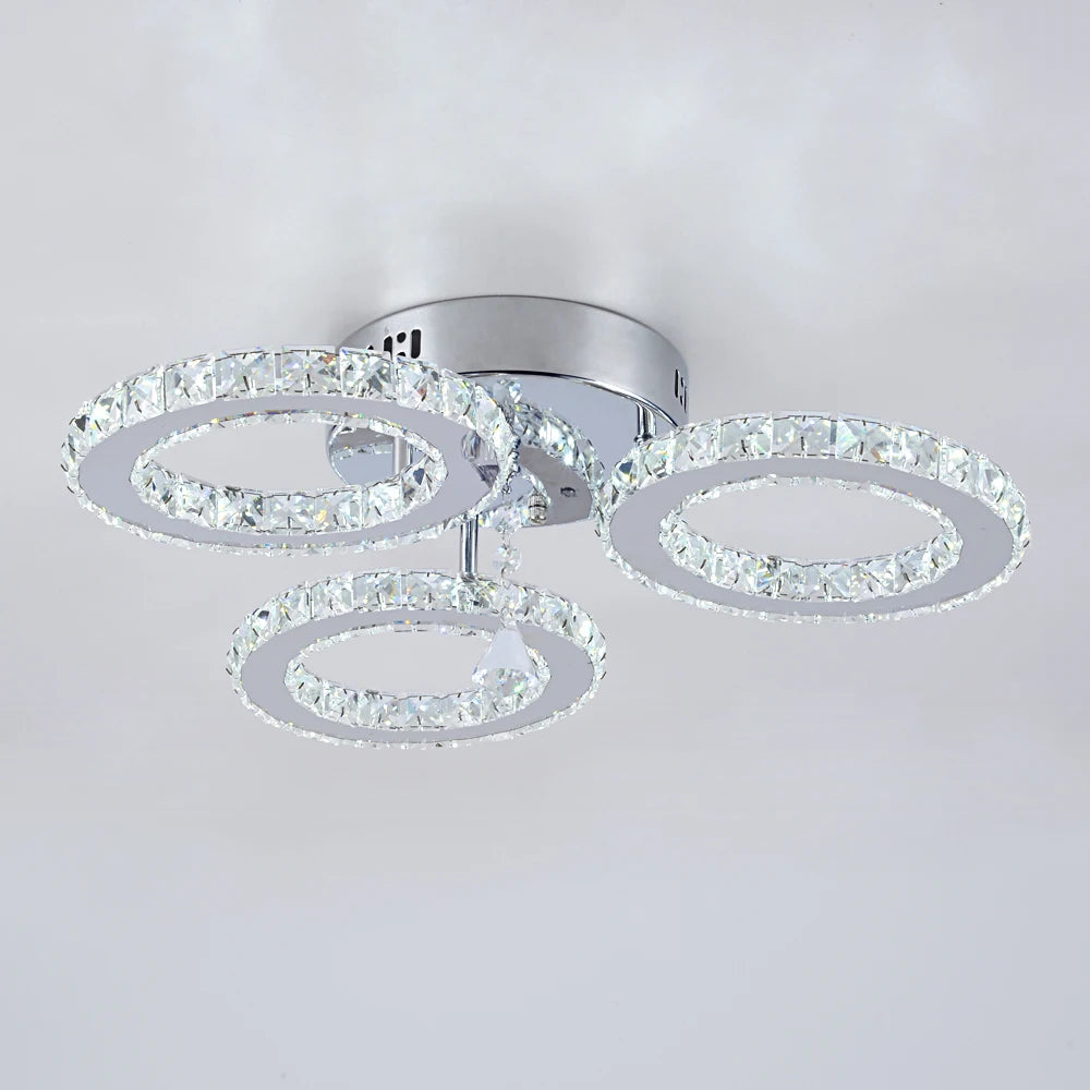 Modern K9 Crystal Led Rings Ceiling Lamp Chandelier Pendant Light Dimmable Luminaire Bedroom Living Dining Room Decor Fixture