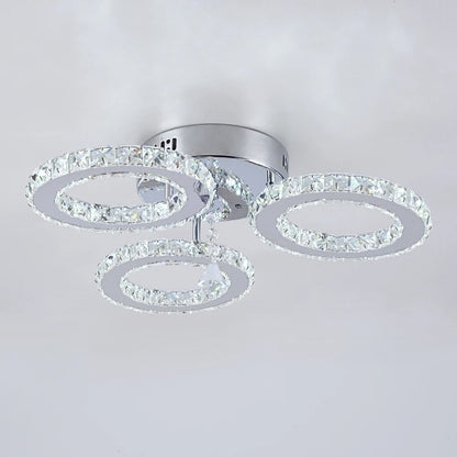 Modern K9 Crystal Led Rings Ceiling Lamp Chandelier Pendant Light Dimmable Luminaire Bedroom Living Dining Room Decor Fixture