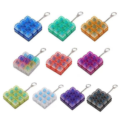 9-in-1 Keyboard Keychain Fidget Toy Decompression Button Finger Clicker Toys Stress Relief Keyboard Fidget Sensory Toys for kids