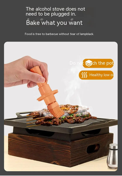 Smokeless Portable BBQ Grill Korean Japanese Barbecue Grill Charcoal BBQ Oven Alcohol Stove Household Non-stick Cooking Tools
