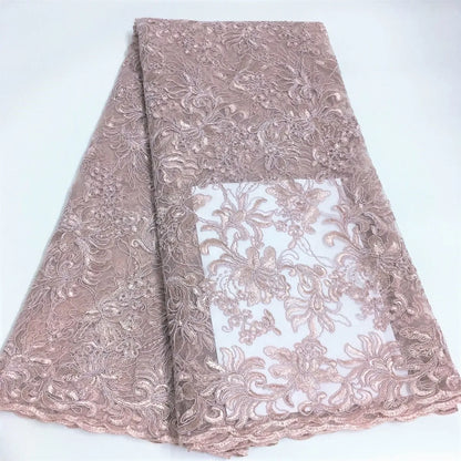 White African Lace Fabric 2025 Embroidered Nigerian Lace Fabric High Quality Cord lace French Tulle Fabric Wedding L-W006A
