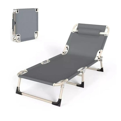 Foldable Sun Lounger Recliner Adjustable Back Rest Garden Indoor Folding Beds~