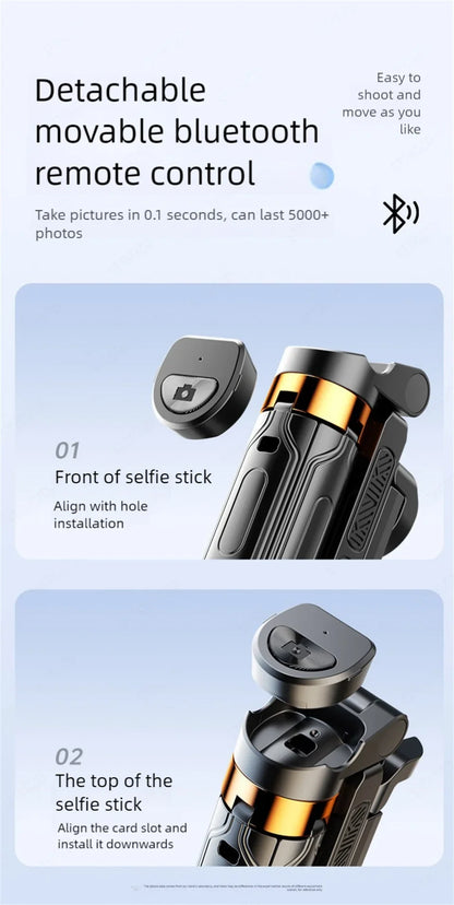 FANGTUOSI Mini Selfie Stick Portable Phone Holder Shooting Aid Versatile Integrated Design Bluetooth Remote For Live Broadcas