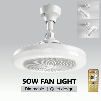 2 In 1 LED Ceiling Fan Light 50W With lamp holder Remote Control 3 Speeds Adjustable and Dimmable Light For Bedroom Living Room