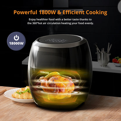 Air Fryer Oven Digital Large 7.7L Rapid Air Circulation,Air Fryers With Touch Screen Viewable Window Dishwasher Safe Accessories