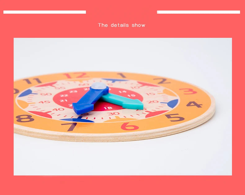Kids Montessori Wooden Clock Toys Time Learning Teaching Aids Educational Toys For Children Primary School Clever Board Toy