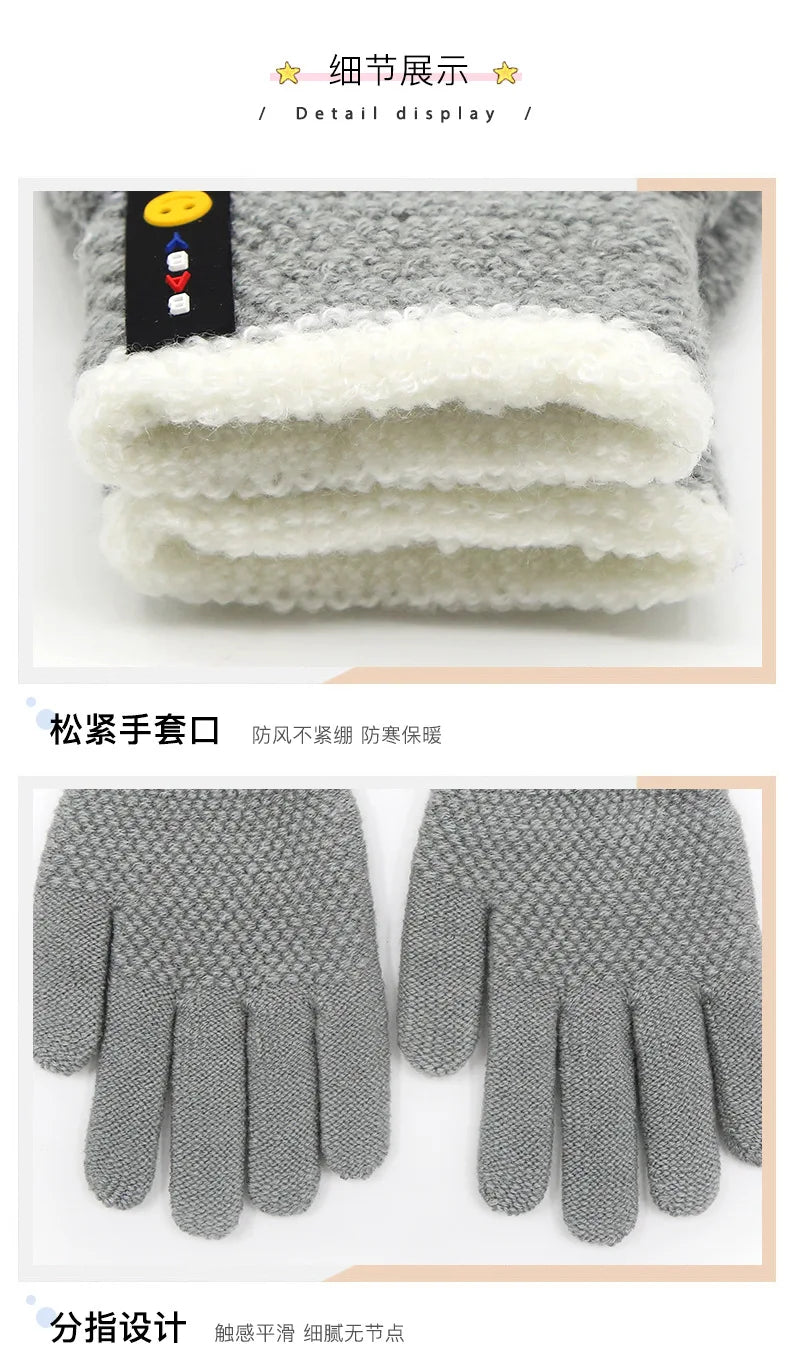 Kids Winter Gloves - Warm Knitted Mittens for Boys & Girls Ages 6-10 | Premium Cotton Stretch Gloves