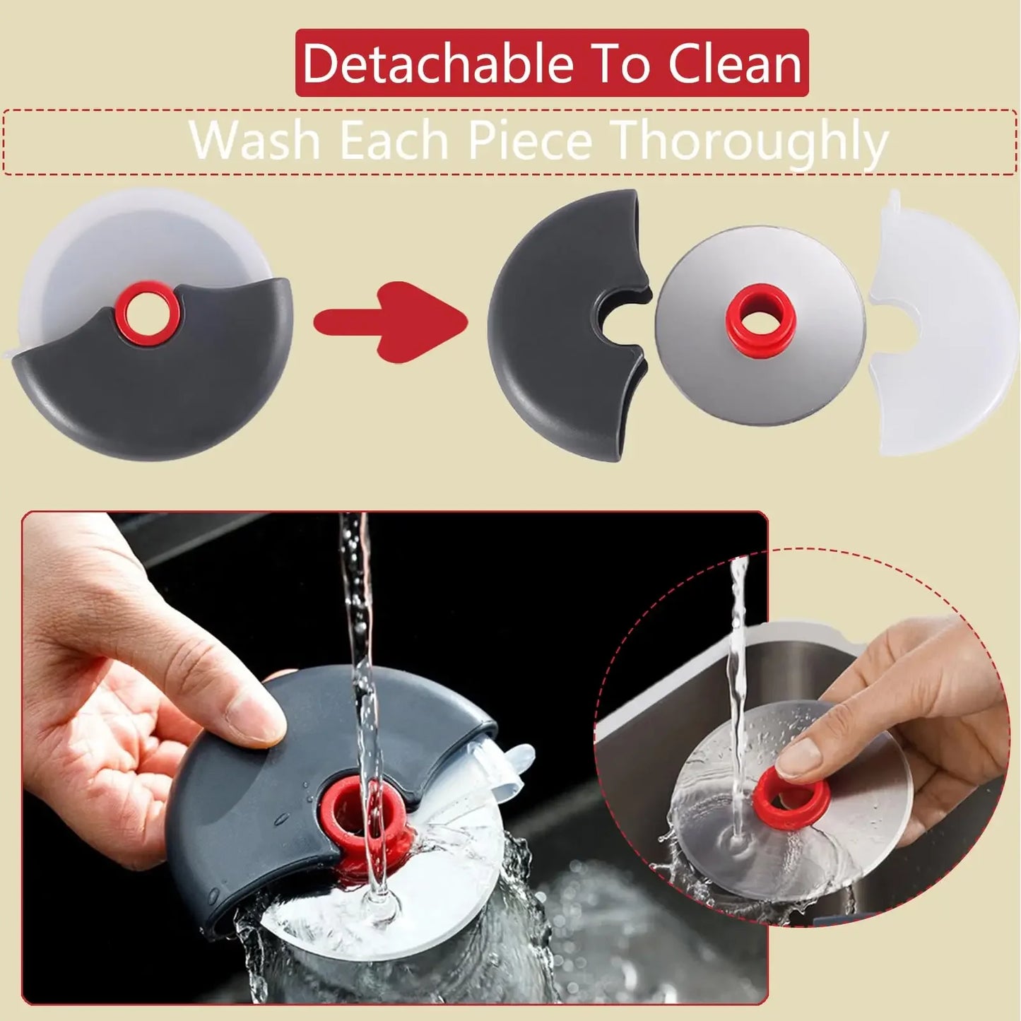 Rollschneider aus Edelstahl, Mehrzweck-Werkzeug zum Schneiden von Pizza und Kuchenteig, Backzubehör für die Küche mit scharfem Klingenrad