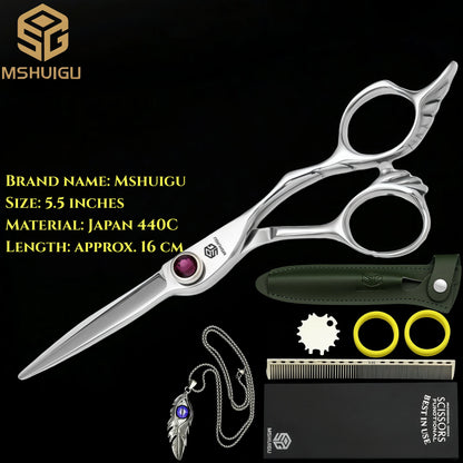 MSHUIGU professional barber Small size scissors 440C 5-5.5-6inch Multifunctional thinning shears Salon Tool Accessories