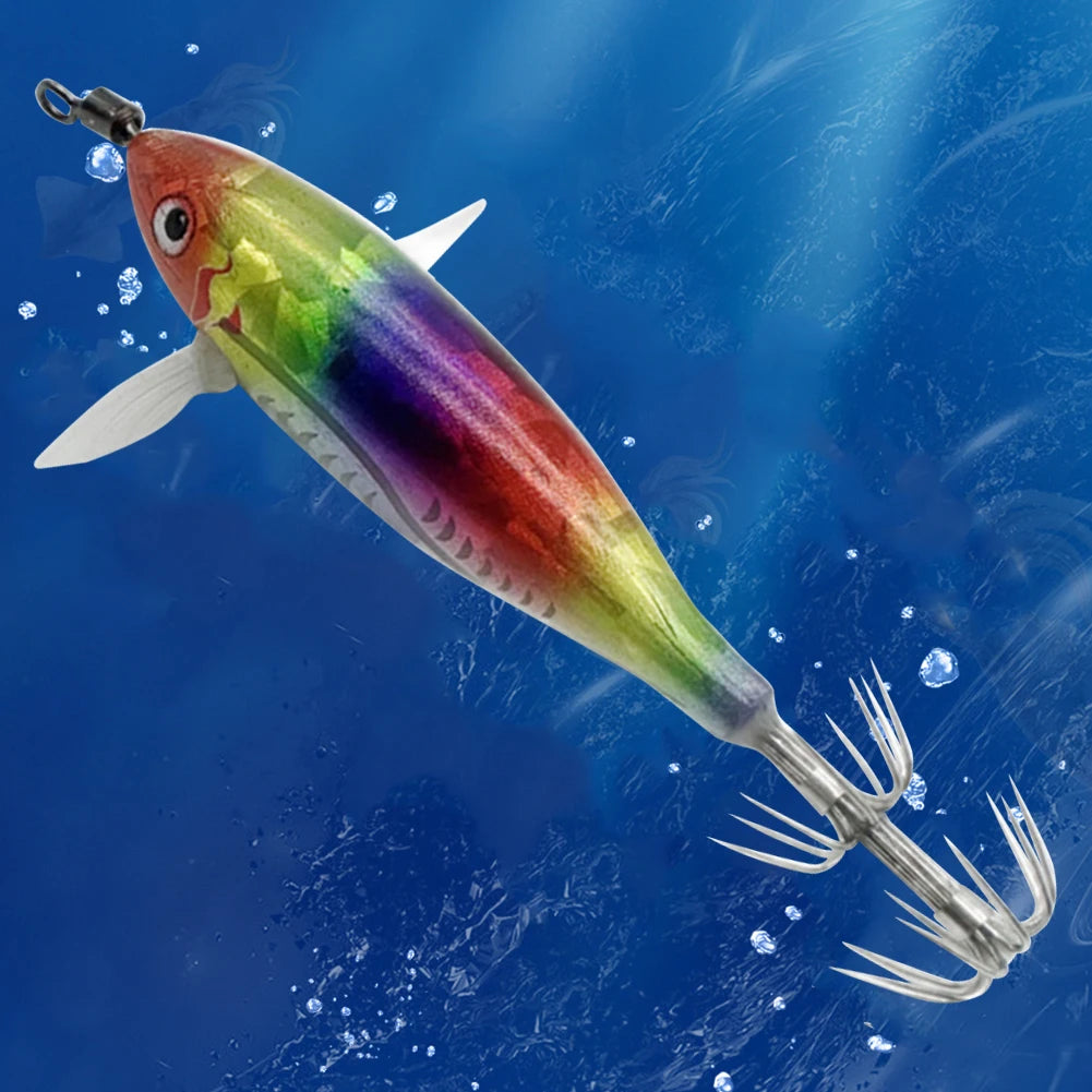 Horizontal wood Shrimp 5.5g Laser Luminous Floating Egi lure Squid Jigging Shrimp Octopus Cuttlefish Night Fishing Baits Sea