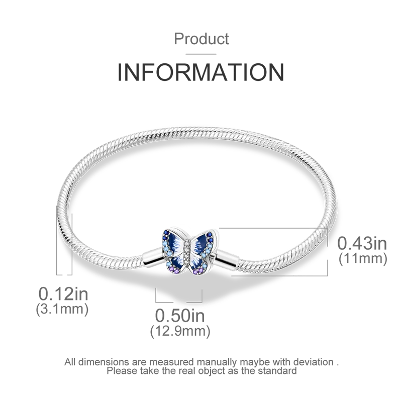 925 Sterling Silver Charm Bracelet - Leaf, Clover, Butterfly & Heart Design | 17-20cm Adjustable