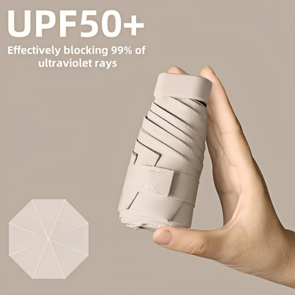 Mini UV Umbrella - Lightweight Folding Parasol Sunny Umbrella ,Reinforced Frame Portable Kids/Ladies' Sunshade Umbrella