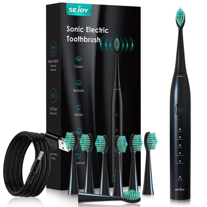 Sejoy Sonic Toothbrush 8 Brush Heads 5 Cleaning Modes Smart Timer Rechargeable Electric Toothbrush Personal Care Appliances