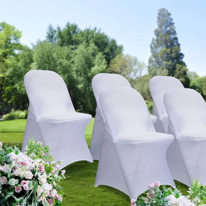 New 10-1PC White Wedding Chair Cover Spandex Stretch Slipcover Restaurant Banquet Hotel Dining Party Universal Chair Cover Decor