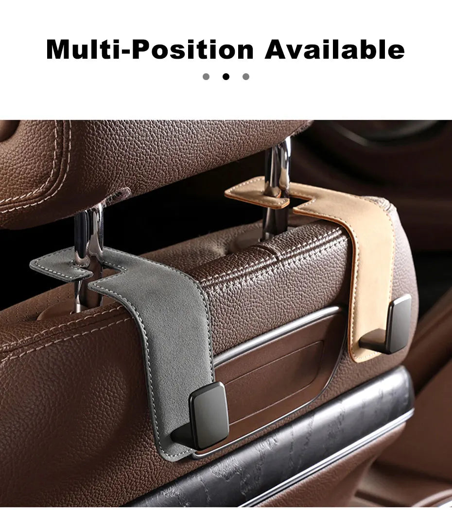 BLALION Car Seat Hook Hanger Hook Flip Leather Suede Auto Back Seat Headrest Hooks Storage Hanger Upgrade Car Interior Organizer