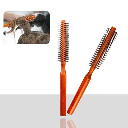 Bristle Wooden Curly Hair Comb Natural Boar Bristle Rolling Brush Round Barrel Blowing Curly Hairbrush Hair Styling Tool