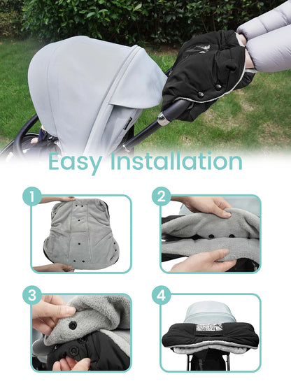 Stroller Warm Gloves with Phone Pocket & Without Phone Pocket Winter Stroller Hand Muff Waterproof Windproof Warm Gloves