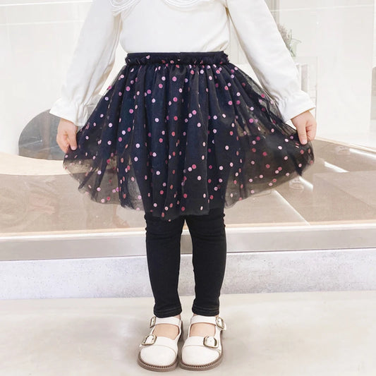 Girls Lace Princess Skirt Leggings - Premium Cotton Blend Pants for Kids Ages 2-6 Years