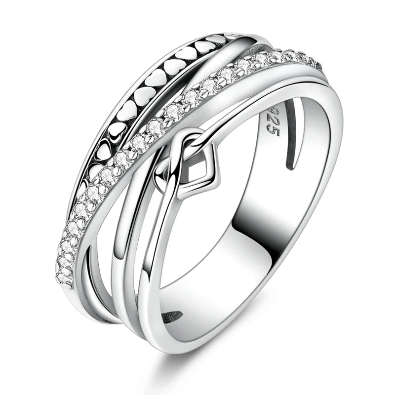 925 Sterling Silver Sparkling Zircon Ring - Classic Stackable Wedding Band for Women