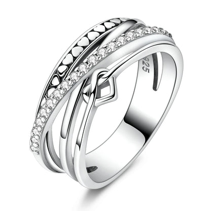 925 Sterling Silver Sparkling Zircon Ring - Classic Stackable Wedding Band for Women