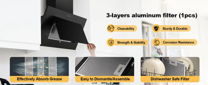 TopStrong 60cm Wall Mount Tempered Glass Stainless Steel Range Cooker Extractor Hood UKGV4760