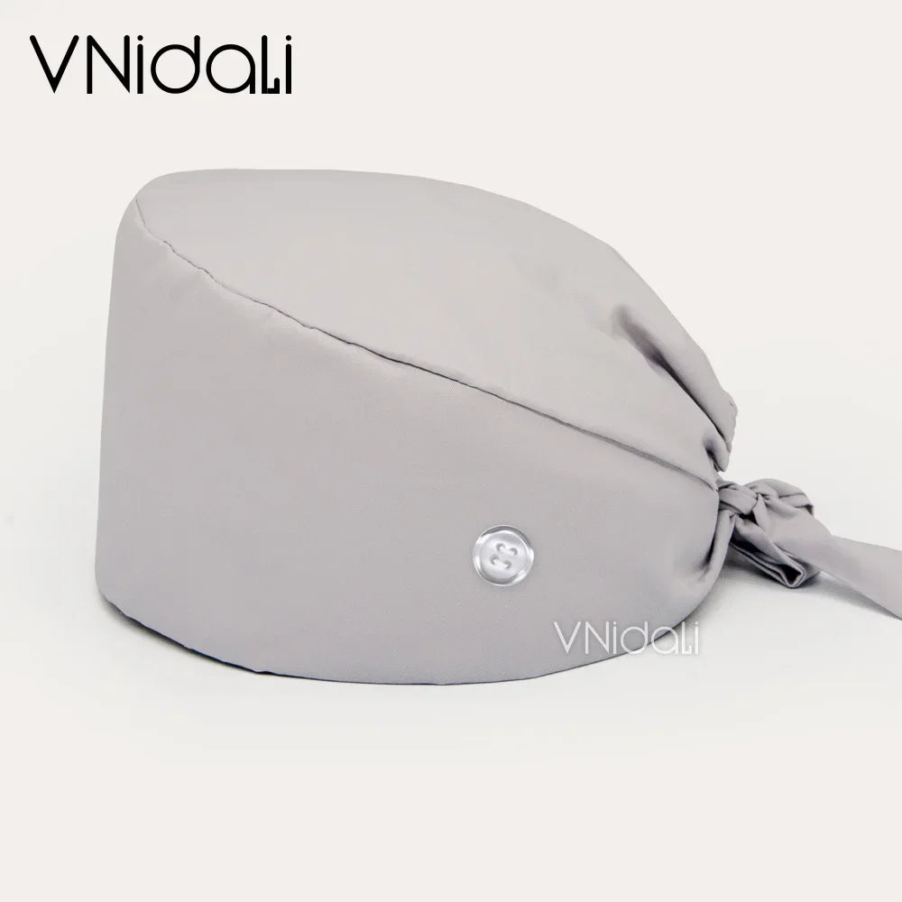 Solid color scrub cap with button pet grooming working Caps  surgical cap Lab work hat  womens Scrub hats nurse accessories