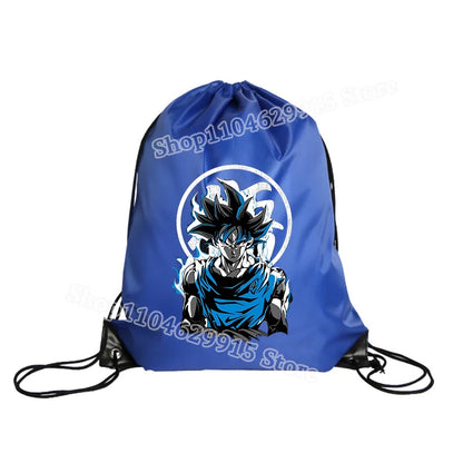 Dragon Ball Drawstring Bag Boys Goku Anime Figure String Pocket Swimming Pool Clothes Shoes Storage Waterproof Backpack Gifts