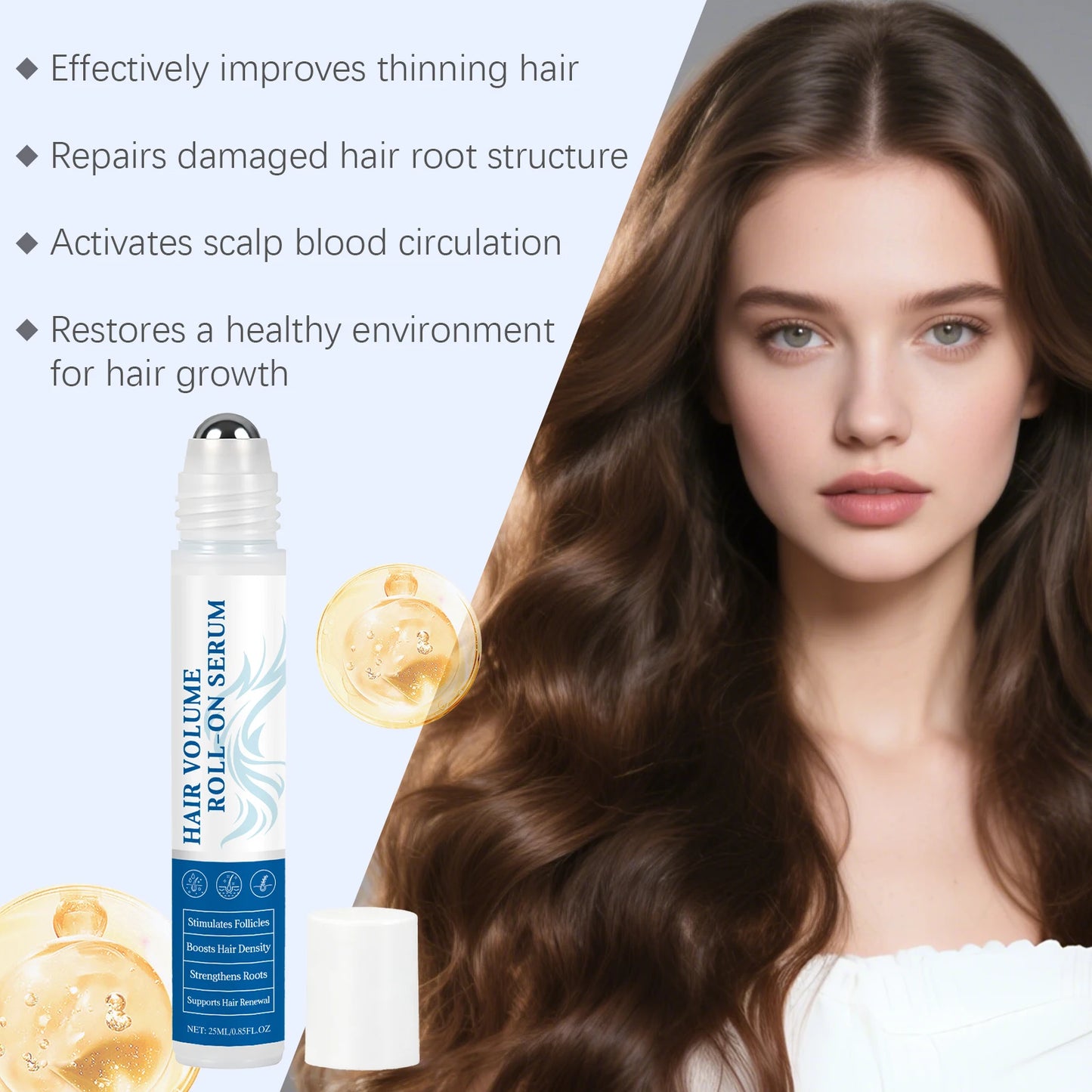 Rosemary Oil Dense Hair Essential Roller For Damaged Hair Care Treatment Smoothing Shiny Soften Hair Scalp Massage Serum