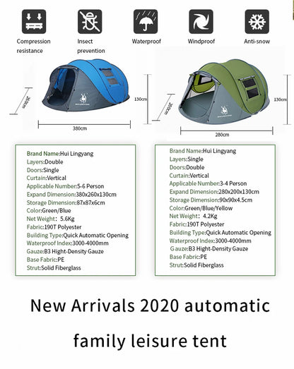 HUI LINGYANG throw tent outdoor automatic tents throwing pop up waterproof camping hiking tent waterproof large family tents