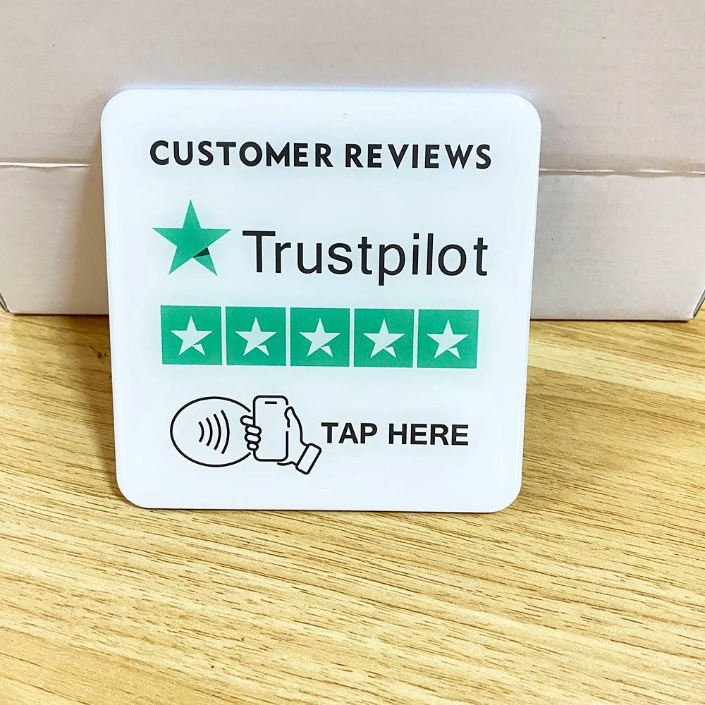 3.93"X3.93" Instagram Facebook Google Tripadvisor Trustpilot Review NFC Tap Card Sign Self-Adhesive Epoxy Plate Sticky