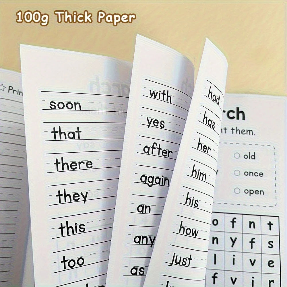 220 Sight Words Learning Workbook with Answer Key Educational Handwriting Sight Words Search Games for Age 3+ School Supplies