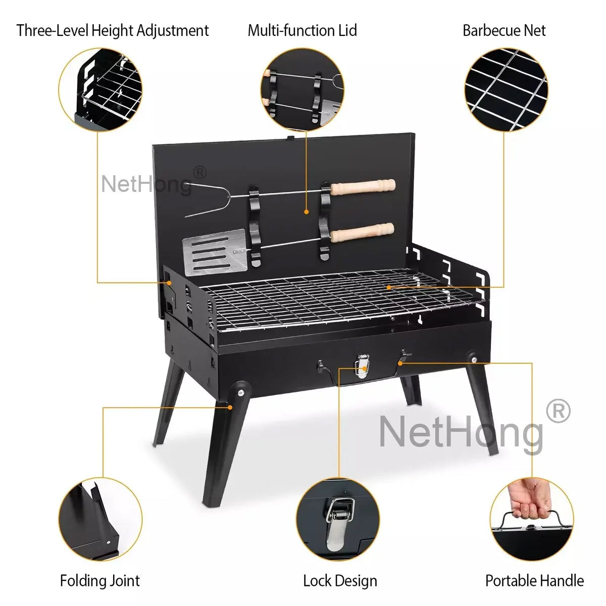 Portable Folding Charcoal BBQ Barbecue Camping Grill Travel Picnic Outdoor