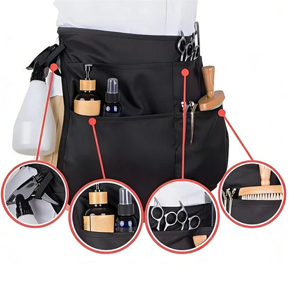 64*44cm Hair Stylist Half Apron with Adjustable 5 Pockets Belt Waterproof Professional Barbers Hairdresser Tools Storage Apron