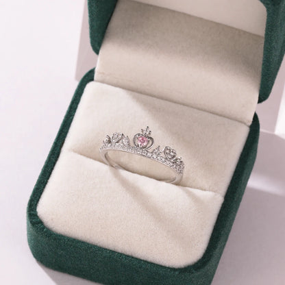 Pink Zircon Bow Heart Rings For Women Gold Plated 18K Plated Adjustable Heart Ring 2026 Trend Wedding Aesthetic Jewelry Gift