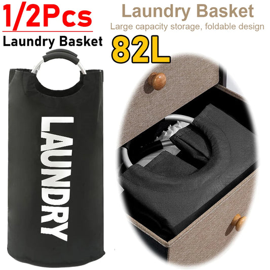 82L Dirty Clothes Basket Large Capacity Foldable Laundry Basket Clothes Storage Basket Multifunction for Laundry Room Dorm