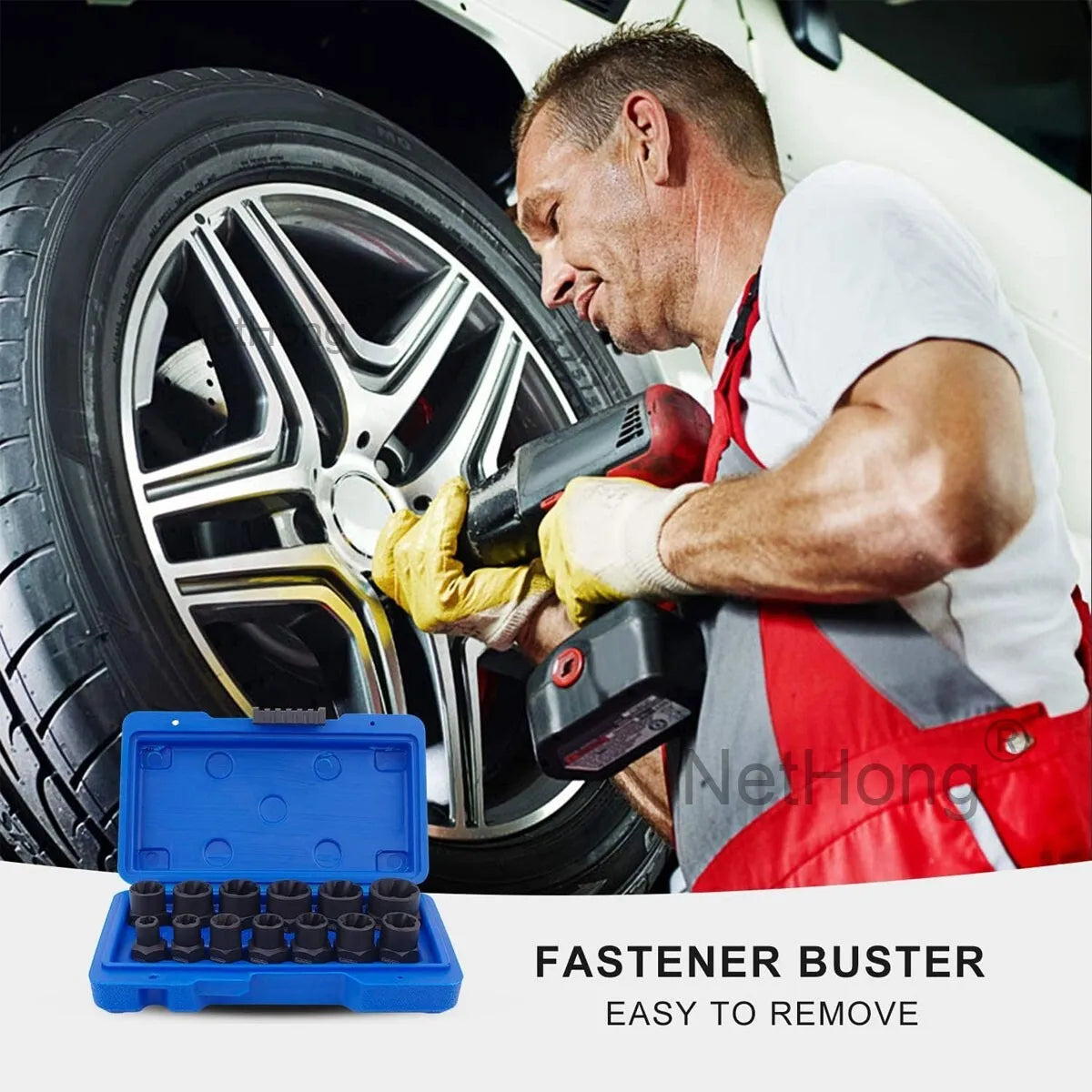 13Pc Locking Wheel Nut Remover Set Stud Bolt Impact Twist Socket Extractor Tool~