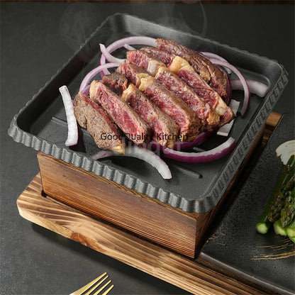 Dining room single and double tableware Cast iron barbecue plate Square alcohol oven baking tray Korean style barbecue stove set