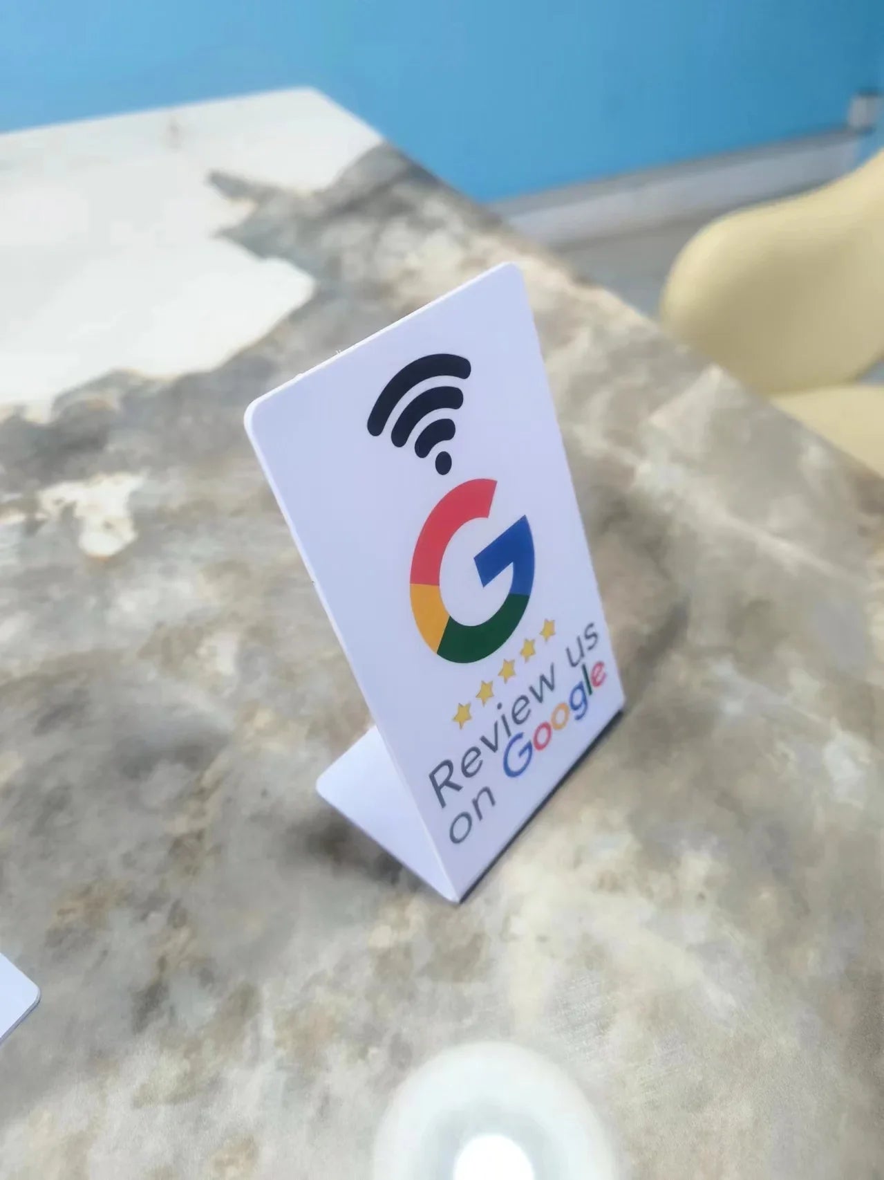 13.56Mhz programmable Google Review Card NFC station table NFC Google Reviews display bending card standing brand bracket