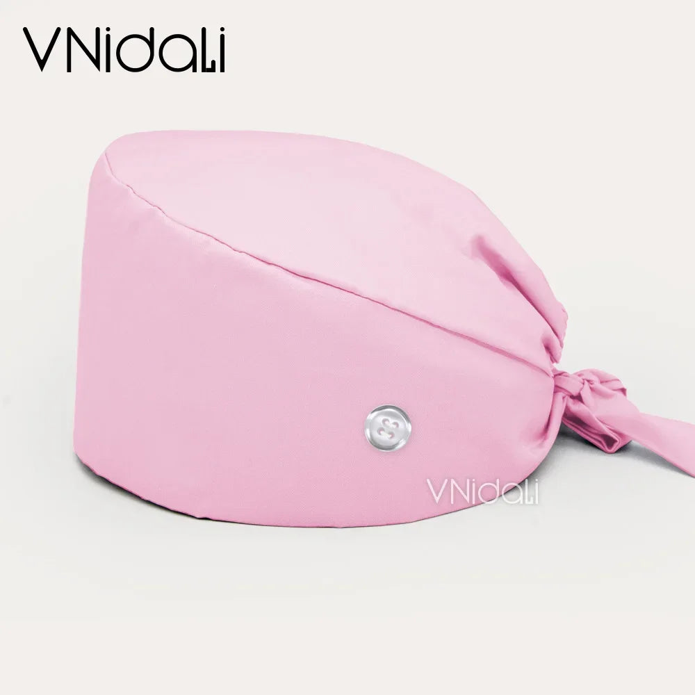 Solid color scrub cap with button pet grooming working Caps  surgical cap Lab work hat  womens Scrub hats nurse accessories