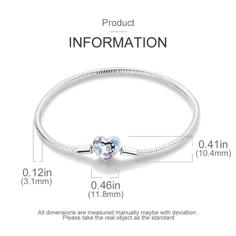 925 Sterling Silver Charm Bracelet - Leaf, Clover, Butterfly & Heart Design | 17-20cm Adjustable