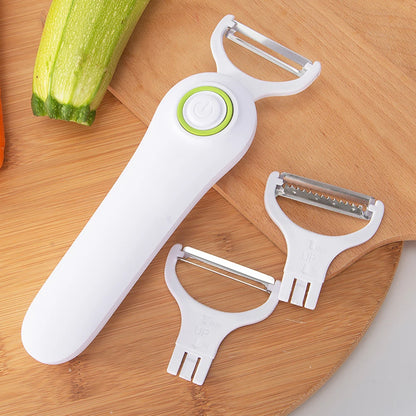 Electric Peeler with 3 Cutter Heads Mini Electric Peeler USB Rechargeable Stainless Steel Safety Lightweight Home Kitchen Tool