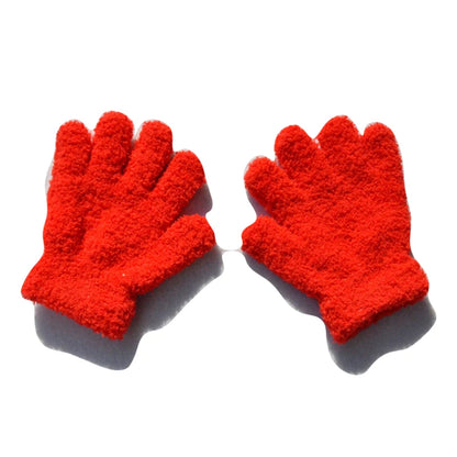 New 1-4Y Kids Gloves Winter Baby Plush Coral Gloves Toddler Full Fingers Cute Mittens Warm Windproof Glove For Boys Girls