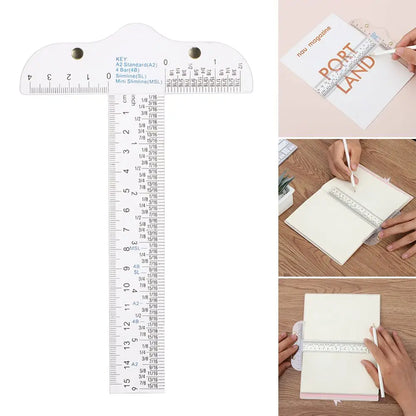 1PC Acrylic T-Square Ruler For Handtool In Both Inches And Metric Measurements Transparent Graduated Measuring Scale Rule